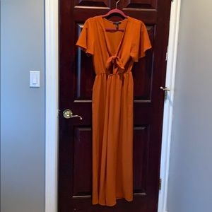 Orange tie-front jumpsuit